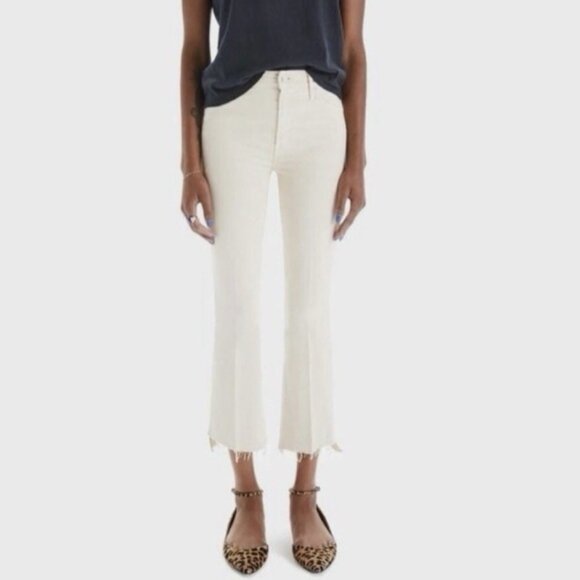 Mother The Insider Crop Step Fray in Chalk It Up Ivory Size 27 - Picture 1 of 13